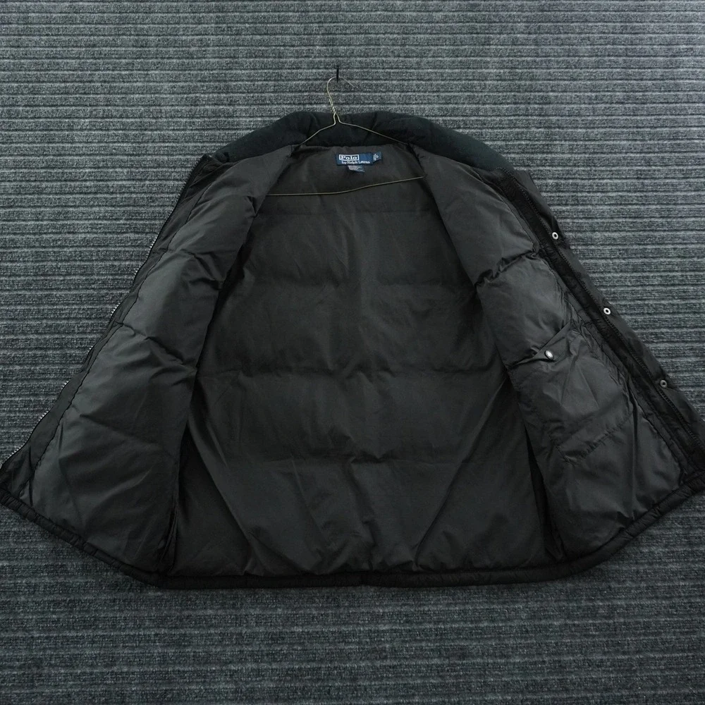 Polo Ralph Lauren Puffer Vest Mens Large Black Down Filled Quilted Zip Snap